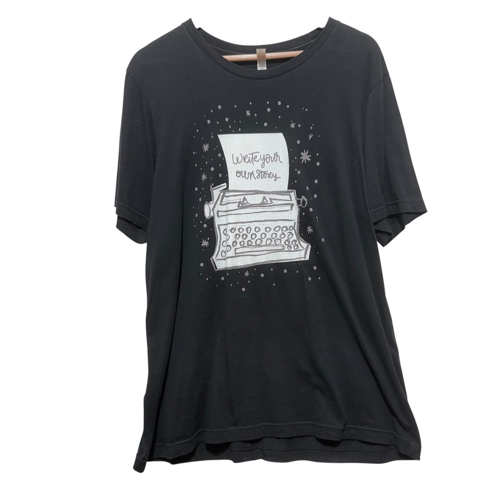 Bella Canvas Top XL Black Write Your Own Story Casual Typewriter Graphic Tee